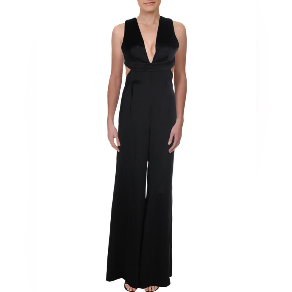 JILL Stuart Womens Satin Halter Jumpsuit Black 4